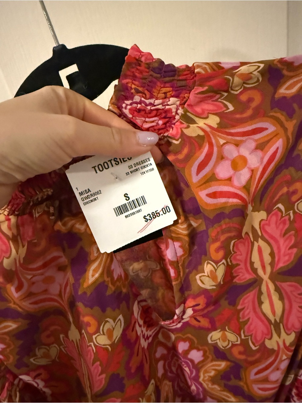 Misa Los Angeles Pink & Brown Floral Ruffle Neck Dress - Picture 7 of 7